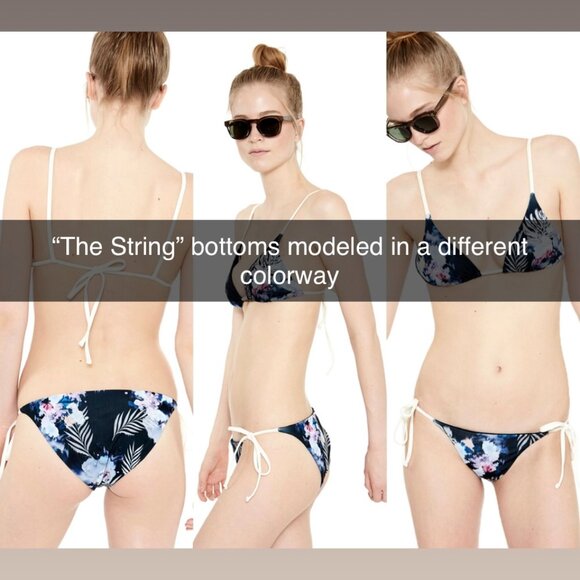 Made in USA BIKYNI brand The Crop (XS) + The String (M) 2pc Bikini Set - Black - Picture 12 of 14